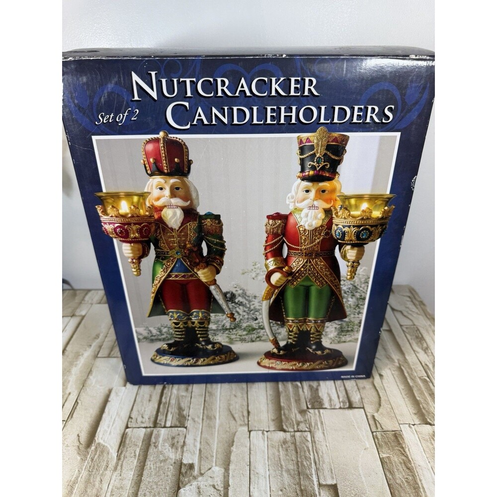 NEW Costco Pair 13 “ Nutcracker Candle Holders Christmas  Set In Box  #764764